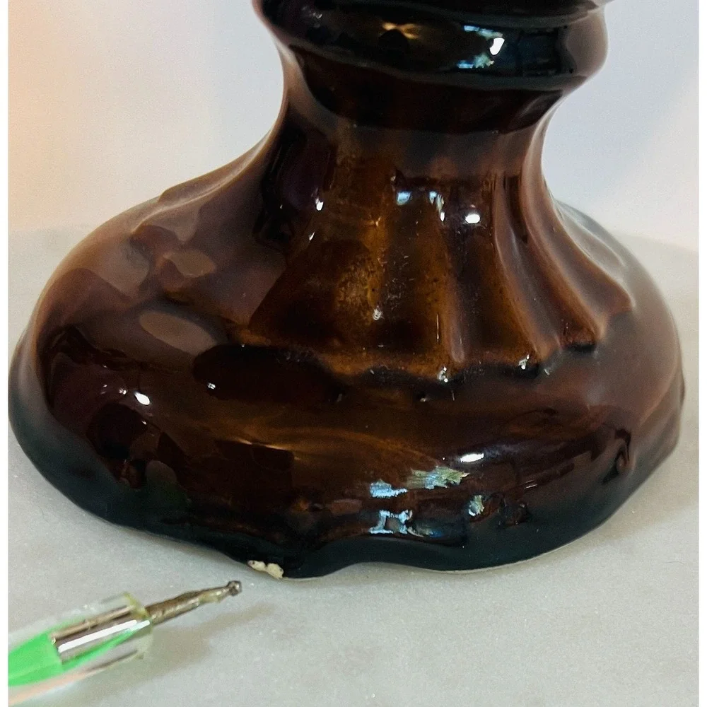 Vtg Ornate Ceramic Vase Made in Norleans‎ Italy Colorful Brown Artisan READ